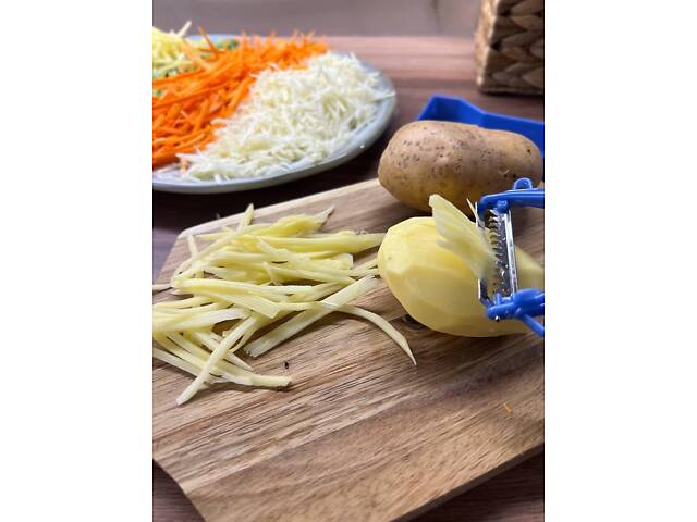 Шатківниця для капусти ніж для нарізки овочів соломкою та корейської моркви з підставкою «Принцеса кухні» Зелений - Фото 5