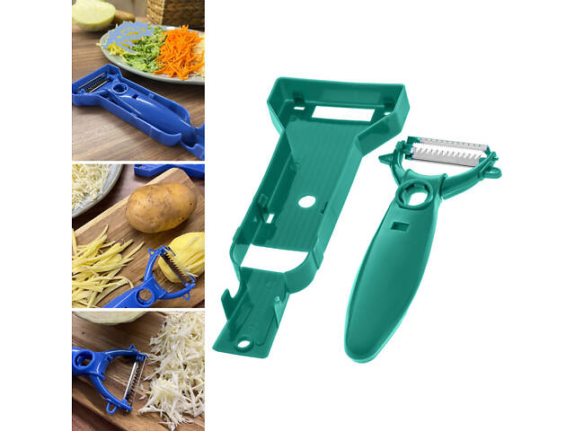 Шатківниця для капусти ніж для нарізки овочів соломкою та корейської моркви з підставкою «Принцеса кухні» Зелений - Фото 1