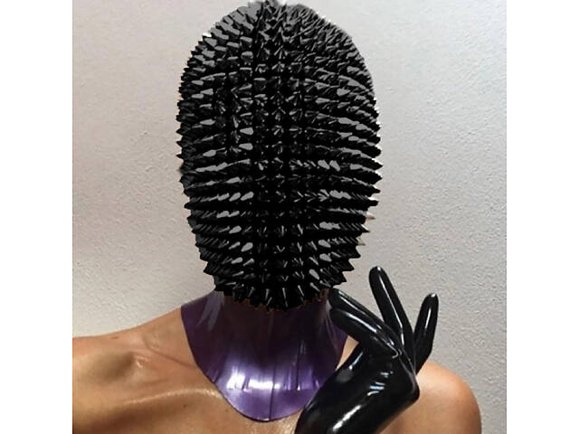 Шипованная маска RESTEQ — черная маска с шипами и шпильками, стильный аксессуар для вечеринок, косплея, - Фото 1