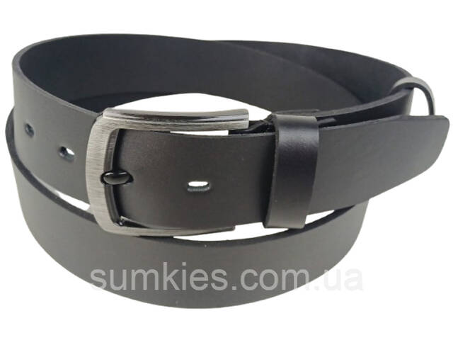 Широкий чоловічий джинсовий шкіряний ремінь під джинси Skipper чорний 4,5 см - Фото 2