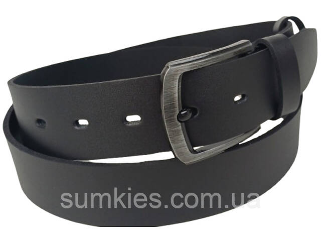 Широкий чоловічий джинсовий шкіряний ремінь під джинси Skipper чорний 4,5 см - Фото 3