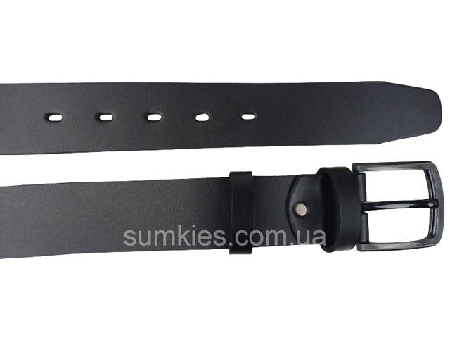 Широкий чоловічий джинсовий шкіряний ремінь під джинси Skipper чорний 4,5 см - Фото 4