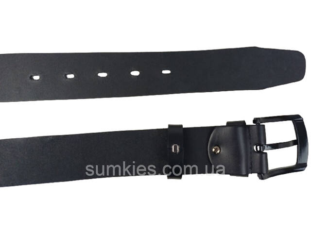 Широкий чоловічий джинсовий шкіряний ремінь під джинси Skipper чорний 4,5 см - Фото 5