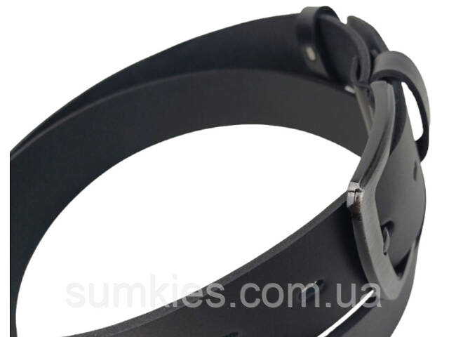 Широкий чоловічий джинсовий шкіряний ремінь під джинси Skipper чорний 4,5 см - Фото 6