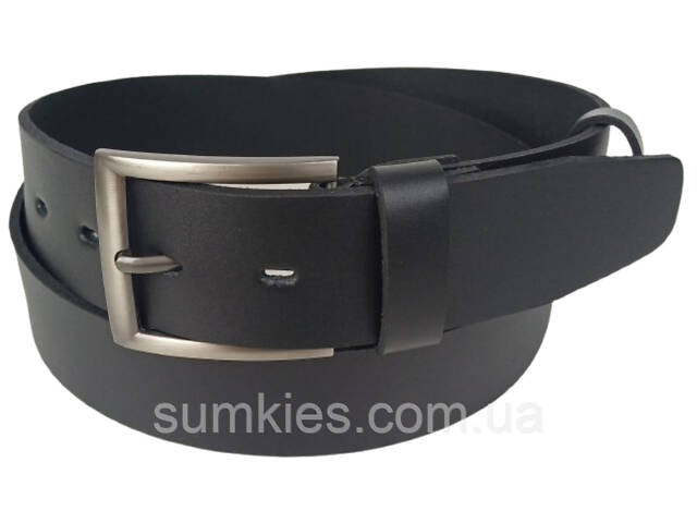 Широкий чоловічий джинсовий шкіряний ремінь Skipper чорний 4,5 см - Фото 2