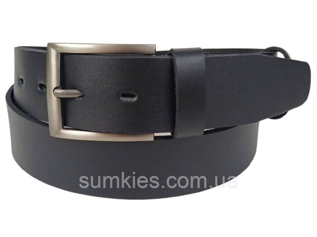 Широкий чоловічий джинсовий шкіряний ремінь Skipper чорний 4,5 см - Фото 3