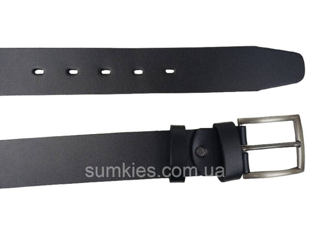 Широкий чоловічий джинсовий шкіряний ремінь Skipper чорний 4,5 см - Фото 4