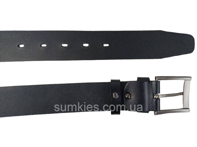 Широкий чоловічий джинсовий шкіряний ремінь Skipper чорний 4,5 см - Фото 5