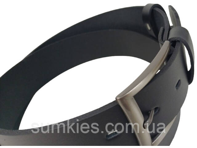 Широкий чоловічий джинсовий шкіряний ремінь Skipper чорний 4,5 см - Фото 6