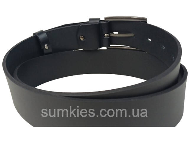 Широкий чоловічий джинсовий шкіряний ремінь Skipper чорний 4,5 см - Фото 7