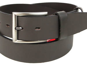 Широкий мужской кожаный ремень под джинсы Skipper темно-коричневый