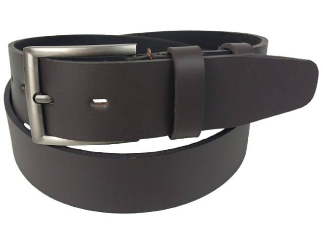 Широкий мужской кожаный ремень под джинсы Skipper темно-коричневый 4,5 см - Фото 1