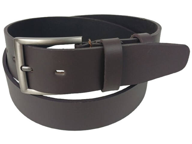 Широкий мужской кожаный ремень под джинсы Skipper темно-коричневый 4,5 см - Фото 2