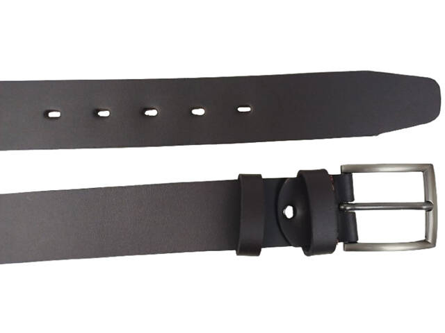 Широкий мужской кожаный ремень под джинсы Skipper темно-коричневый 4,5 см - Фото 3