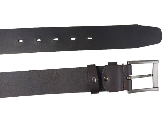 Широкий мужской кожаный ремень под джинсы Skipper темно-коричневый 4,5 см - Фото 4