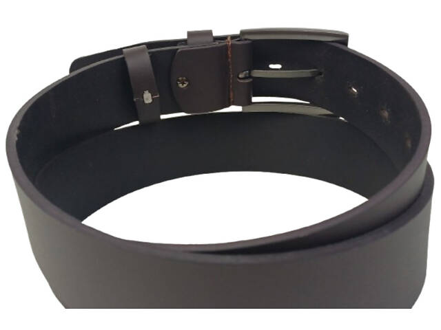 Широкий мужской кожаный ремень под джинсы Skipper темно-коричневый 4,5 см - Фото 5