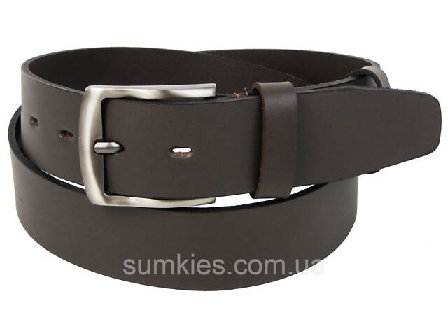 Широкий чоловічий шкіряний ремінь Skipper, Україна темно-коричнева - Фото 1