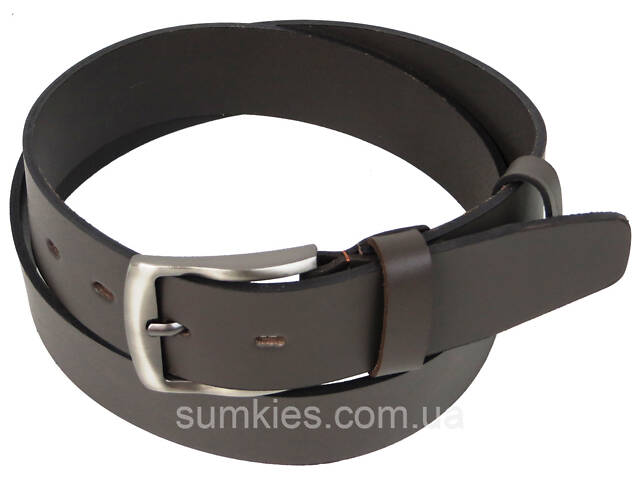 Широкий чоловічий шкіряний ремінь Skipper, Україна темно-коричнева - Фото 2