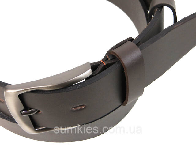 Широкий чоловічий шкіряний ремінь Skipper, Україна темно-коричнева - Фото 4