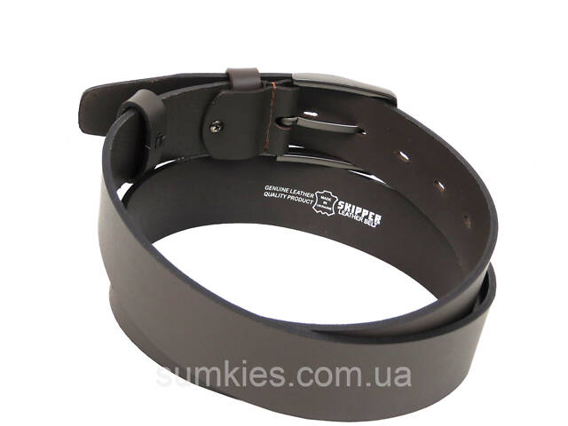 Широкий чоловічий шкіряний ремінь Skipper, Україна темно-коричнева - Фото 5