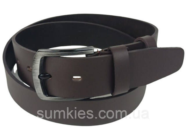 Широкий чоловічий ремінь під джинси Skipper темно-коричневий 4,5 см - Фото 2