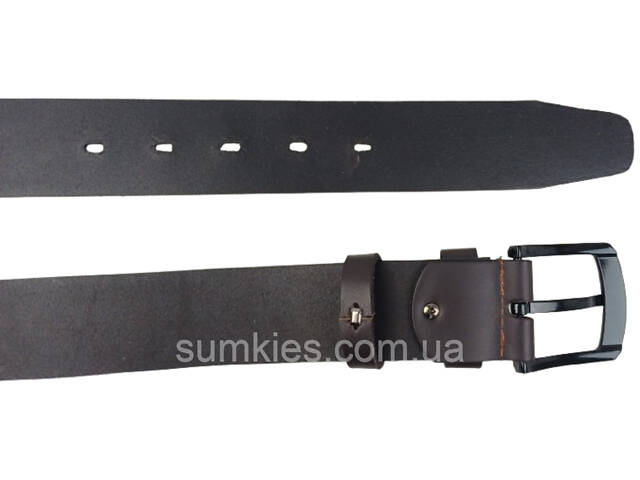 Широкий чоловічий ремінь під джинси Skipper темно-коричневий 4,5 см - Фото 4