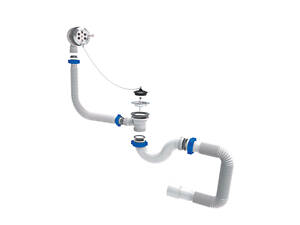 Сифон для ванни прямоточний з пробкою на ланцюжку та гнучким відводом Ø40/50мм TAU (9843820)