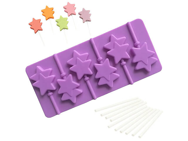Силиконовая форма для леденцов и конфет на палочке 'Звезда'