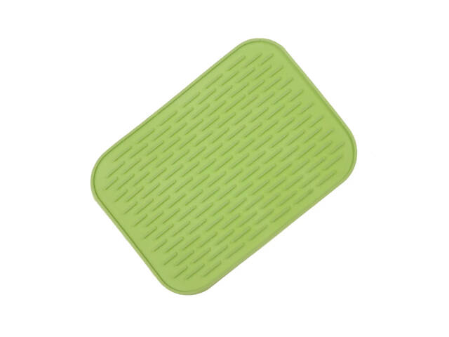 Силиконовый коврик для сушки посуды 22Х16 см, зеленый - Фото 1
