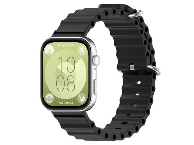 Силіконовий ремінець Primolux Ocean для смарт-годинника Huawei Watch Fit 3 / Fit 4 / 4 Pro - Black - Фото 2
