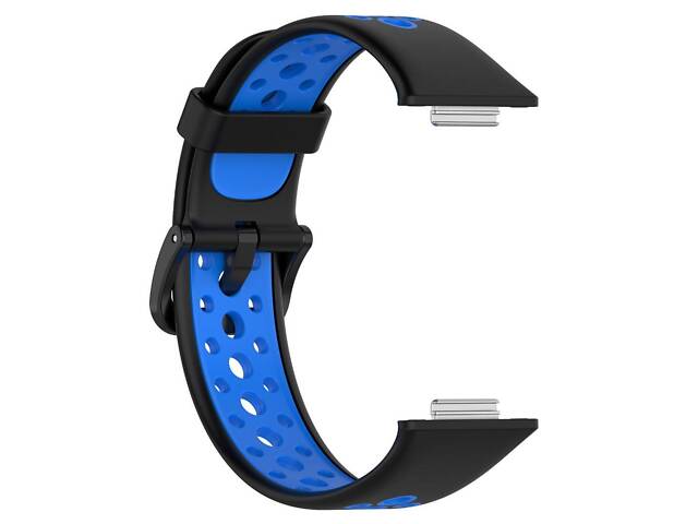 Силіконовий ремінець Primolux Perfor Classic для смарт-годинника Huawei Watch Fit 2- Black&Blue - Фото 3
