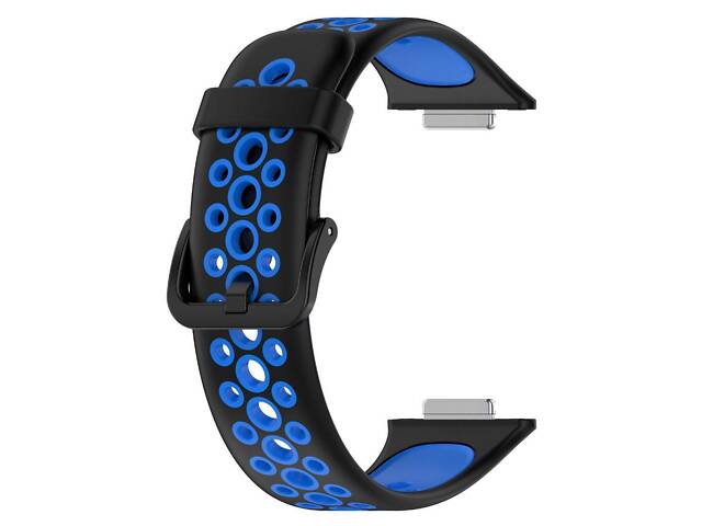 Силіконовий ремінець Primolux Perfor Classic для смарт-годинника Huawei Watch Fit 2- Black&Blue - Фото 4