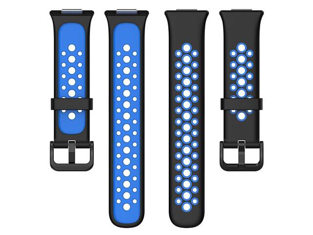 Силіконовий ремінець Primolux Perfor Classic для смарт-годинника Huawei Watch Fit 2- Black&Blue - Фото 5