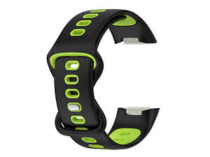 Силіконовий ремінець Primolux Sport для фітнес браслета Fitbit Charge 5 / Charge 6 - Black&Lime / розмір М