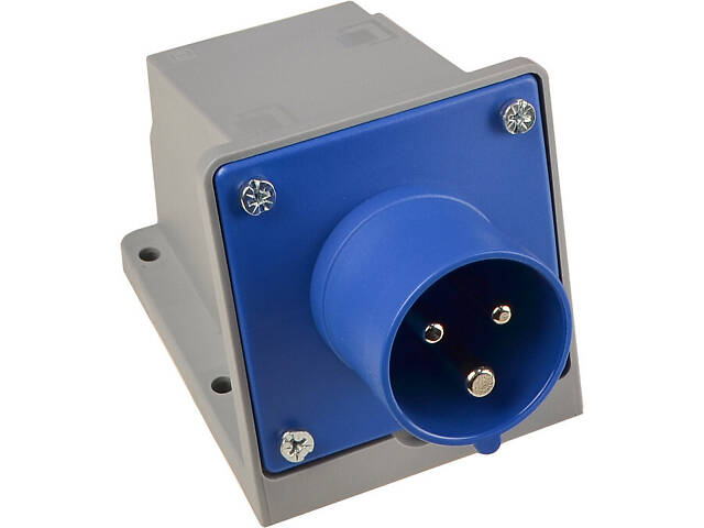 Силова вилка 2P+PE 16А 250В стаціонарна IP44 поліамід синя [A0080010135] UСombi АСКО - Фото 1