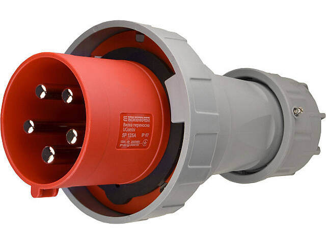 Силова вилка 3P+N+PE 125А 415В переносна IP67 поліамід червона [A0080010117] UCombi АСКО - Фото 1