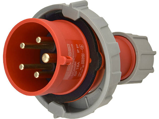 Силова вилка 3P+N+PE 16А 415В переносна IP67 поліамід червона [A0080010114] UCombi АСКО - Фото 1