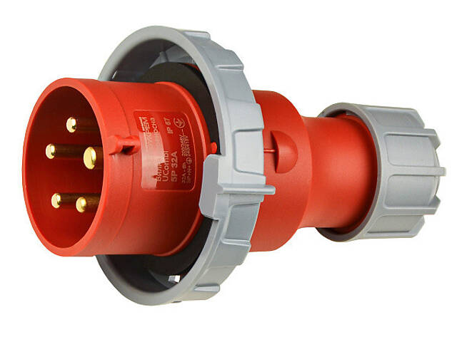 Силова вилка 3P+N+PE 32А 415В переносна IP67 поліамід червона [A0080010115] UCombi АСКО - Фото 1