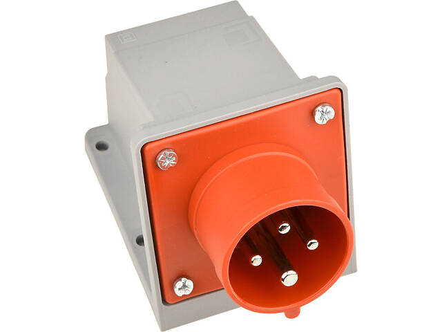 Силова вилка 3P+PE 16А 415В стаціонарна IP44 поліамід червона [A0080010137] UСombi АСКО - Фото 1