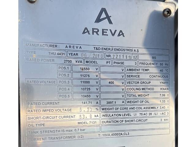 Силовий трансформатор AREVA THU 4431 – 2700 кВА - Фото 10