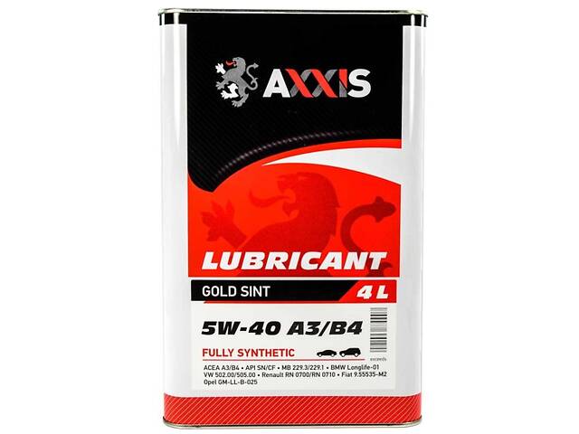 Синтетическое моторное масло Axxis Gold Sint 5W-40 A3/B4, 4л Польша 48021043870
