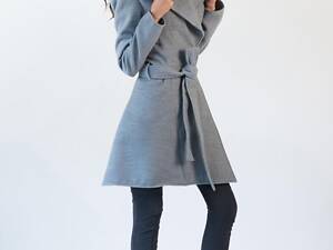 Сіре пальто з кашеміру з широким відкидним коміром Подіум 21221-GREY XS Сірий