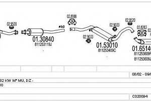 Система випуску ОГ для моделей: AUDI (80)