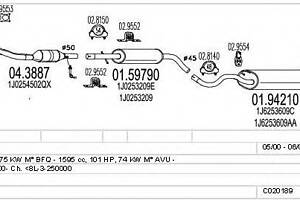 Система выпуска ОГ для моделей: AUDI (A3)