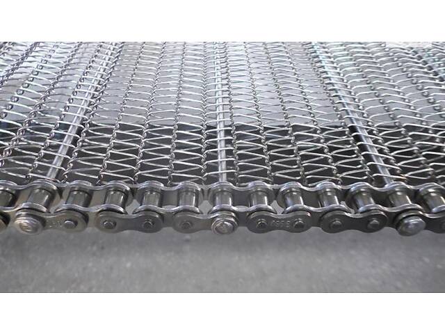 Сітка транспортерна нержавіюча з ланцюгом з канілірованим стрижнем Крок ланцюга 44,45 - Фото 1