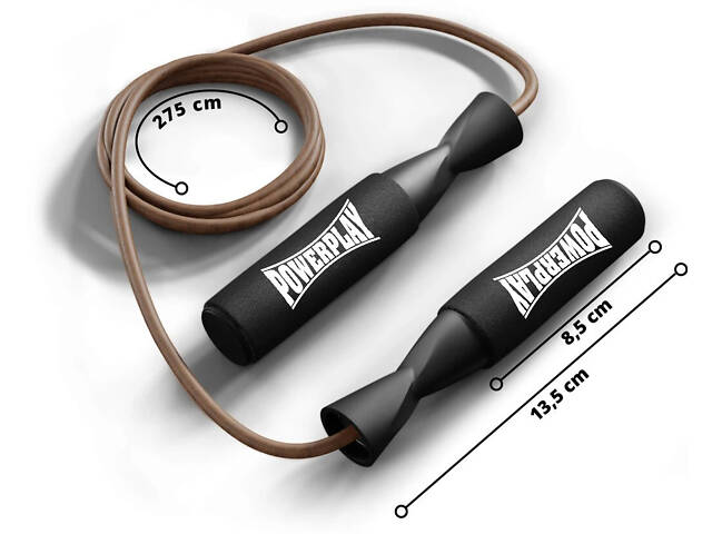 Скакалка шкіряна PowerPlay 4214 Leather Jump Rope Чорна 2.75 см. - Фото 4