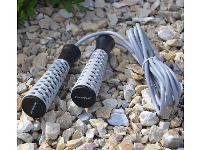 Скакалка PowerPlay 4206 Jump Rope PRO+ Сіро-чорна (2,75m.) - Фото 5