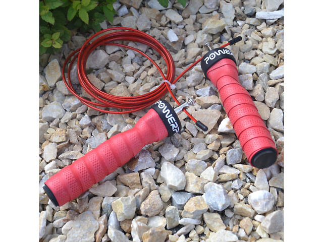 Скакалка швидкісна на підшипниках PowerPlay 4208 Fitness Jump Rope Червона (3m.) - Фото 5