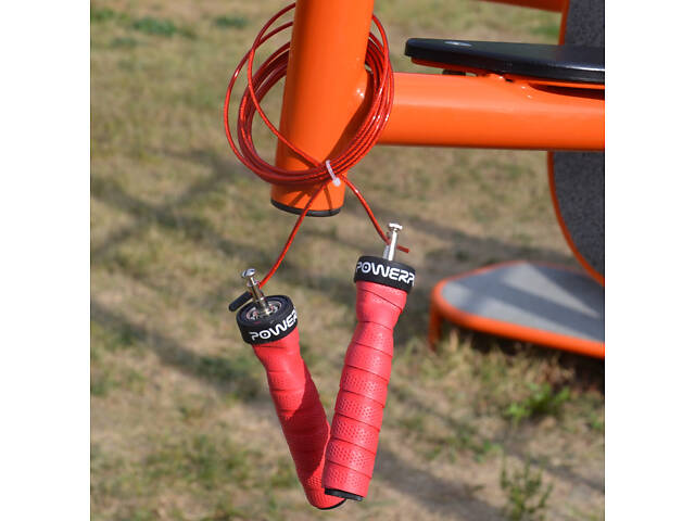 Скакалка швидкісна на підшипниках PowerPlay 4208 Fitness Jump Rope Червона (3m.) - Фото 3