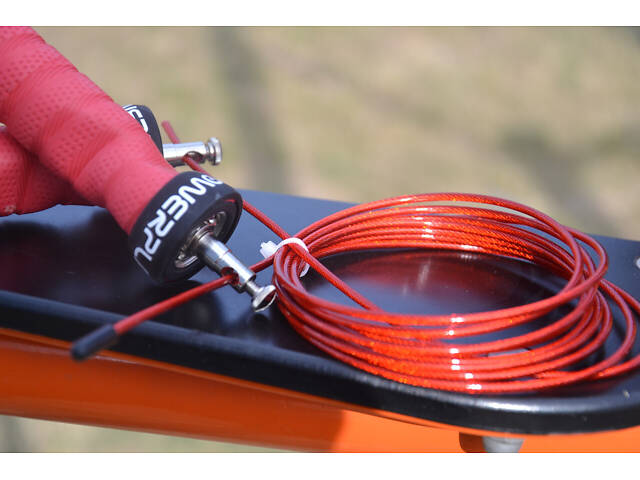 Скакалка швидкісна на підшипниках PowerPlay 4208 Fitness Jump Rope Червона (3m.) - Фото 9